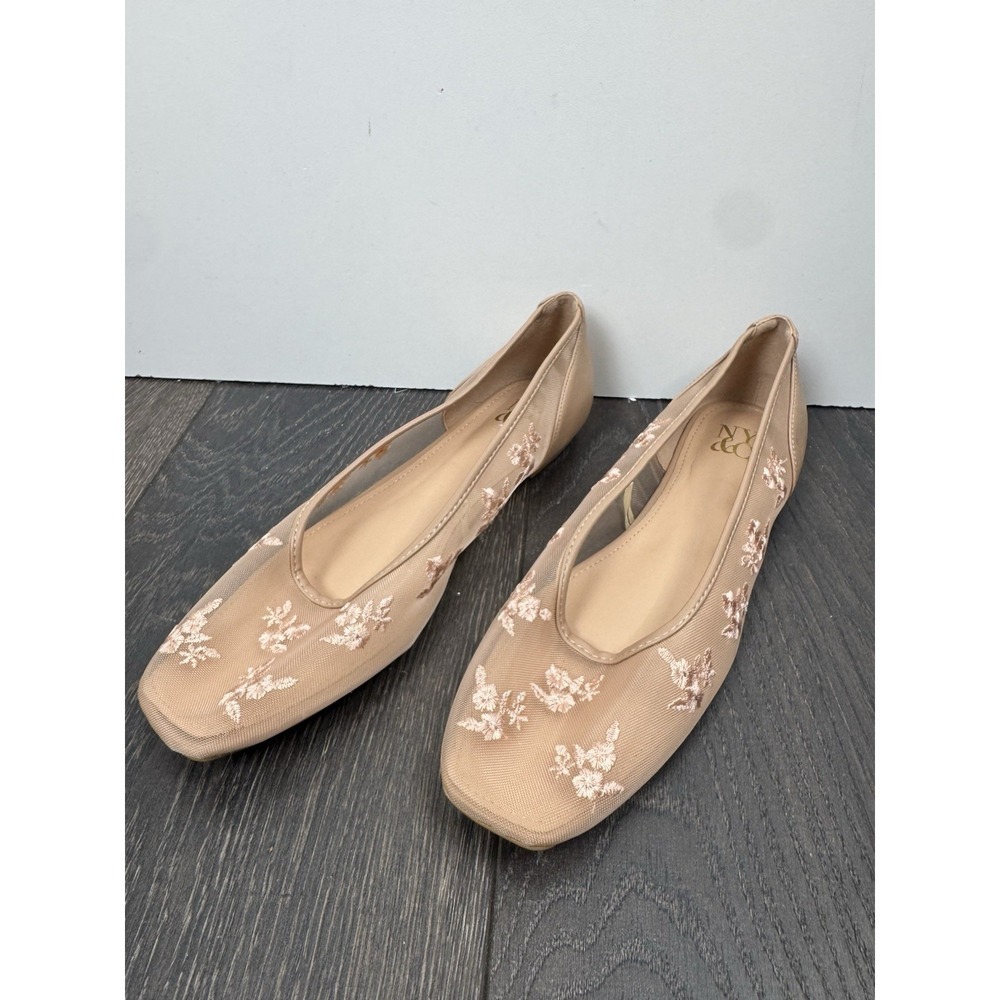 New York And Company Bardot Ballet Flats Sz  Romantic Femenine Coquette Sz 10